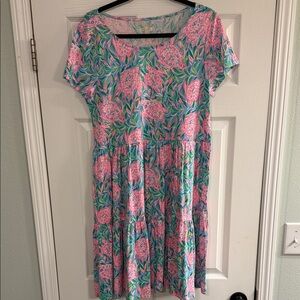 Lilly Pulitzer Pink and Blue Floral Midi Dress